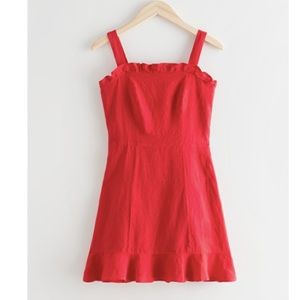 Linen Ruffle Mini Dress